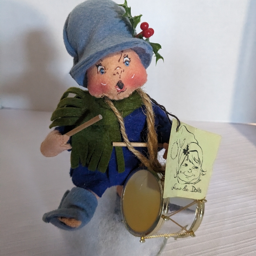 Anna Lee 1971 Little Drummer Boy 8" mobilitee doll tag Christmas holiday